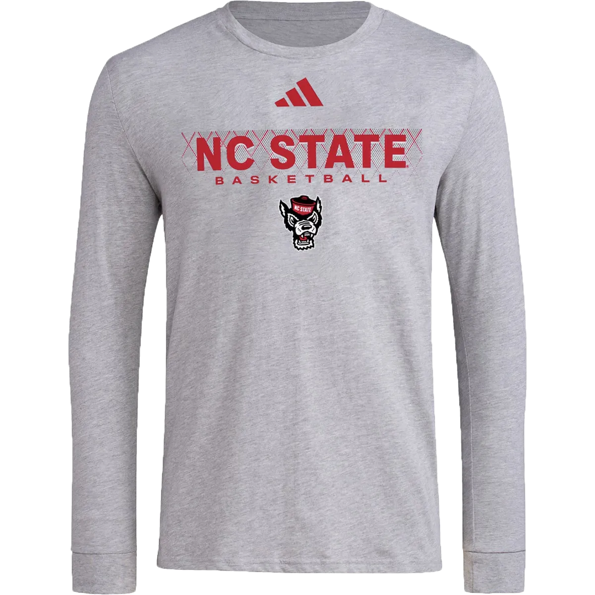 NC State Wolfpack adidas Heathered Grey Pre-Game Basketball Long Sleeve