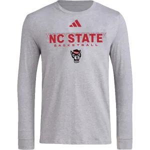 NC State Wolfpack adidas Heathered Grey Pre-Game Basketball Long Sleeve