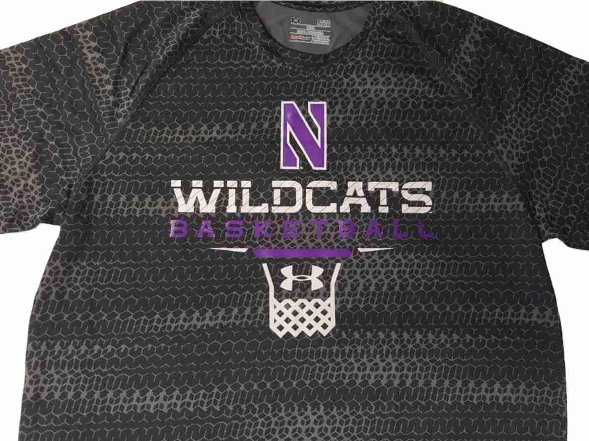 Northwestern Wildcats Basketball Under Armour Heatgear Patterned SS T-Shirt (L)