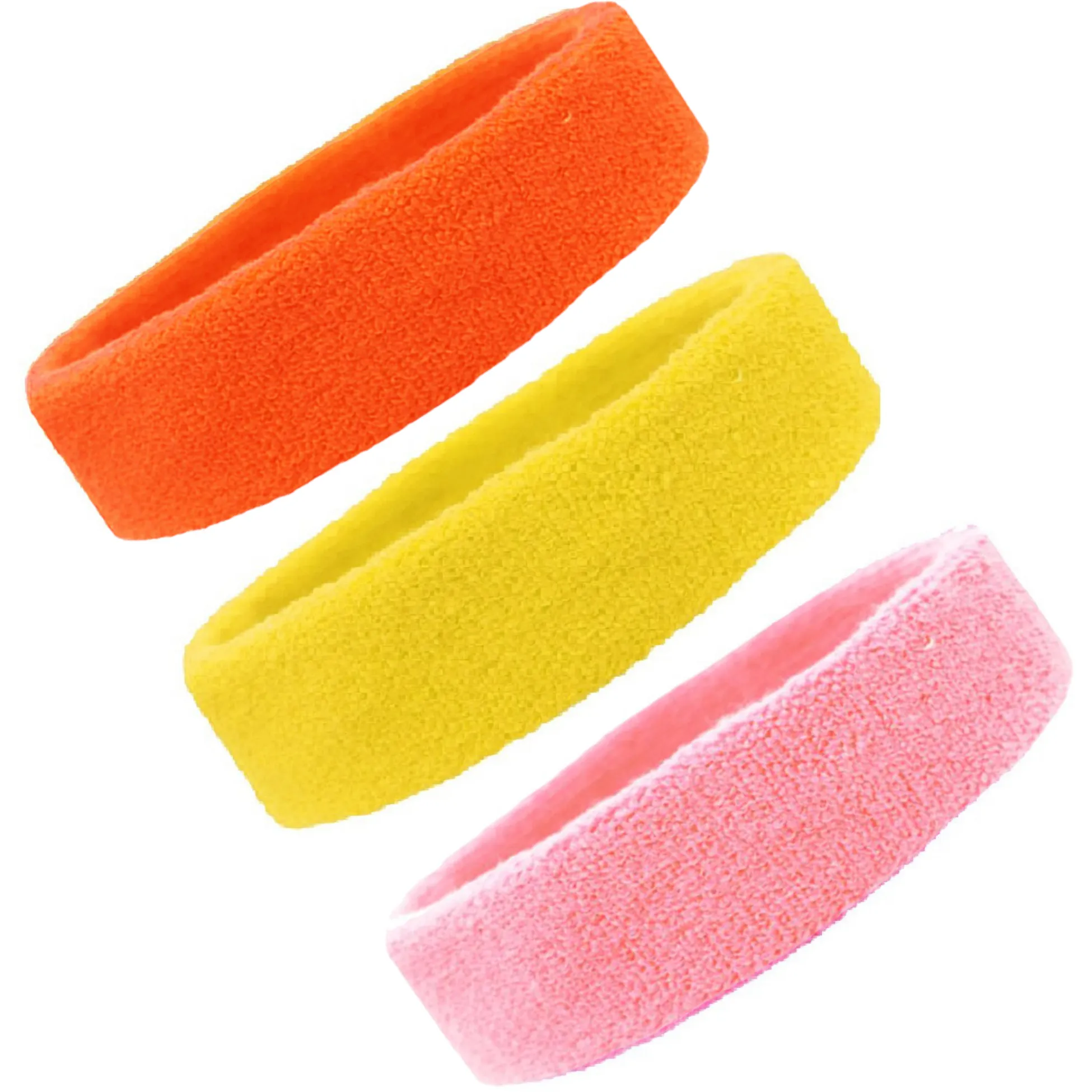 Orange Yellow Light Pink  Head Sweatbands - 3 Pack