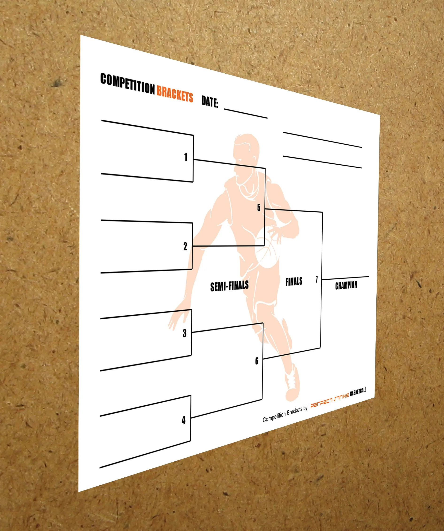 Perfect Strike Competition Brackets for Team tournaments or Skills competitions. Sheet Brackets for up to 8 participants. BASKETBALL. 25 Sheets.