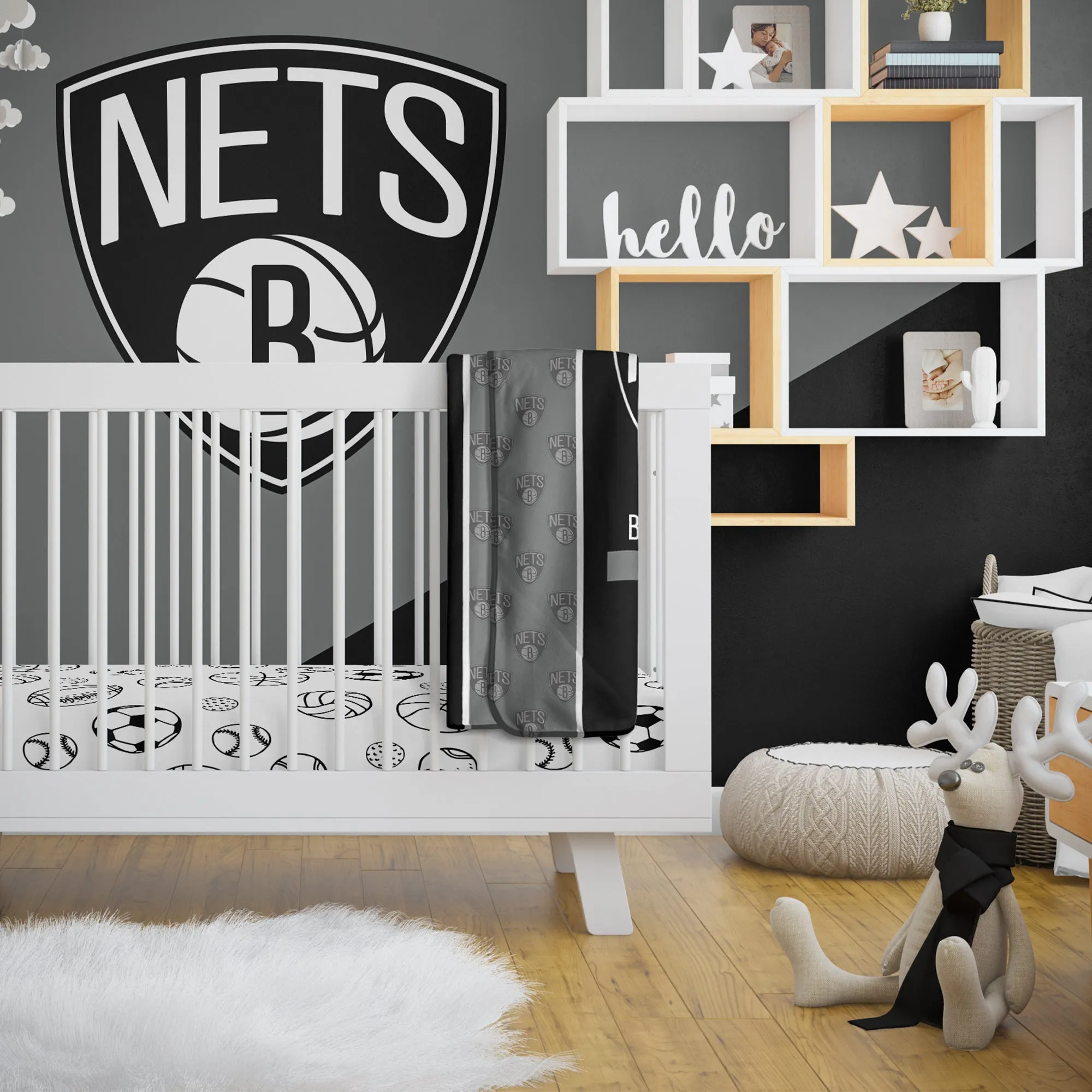 Personalized Brooklyn Nets Icon Baby Pixel Fleece Blanket