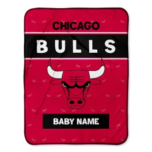 Personalized Chicago Bulls Emblem Baby Pixel Fleece Blanket