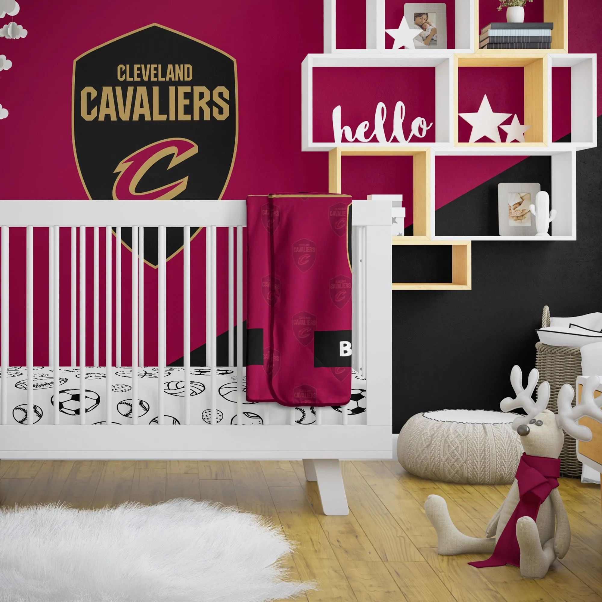 Personalized Cleveland Cavaliers Emblem Baby Pixel Fleece Blanket