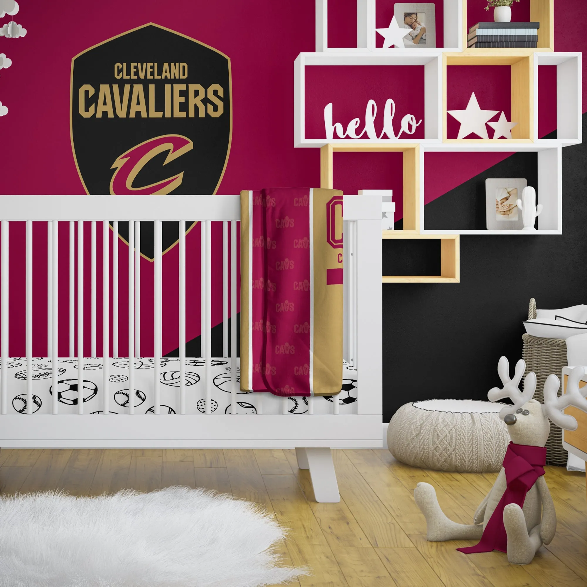 Personalized Cleveland Cavaliers Icon Baby Pixel Fleece Blanket