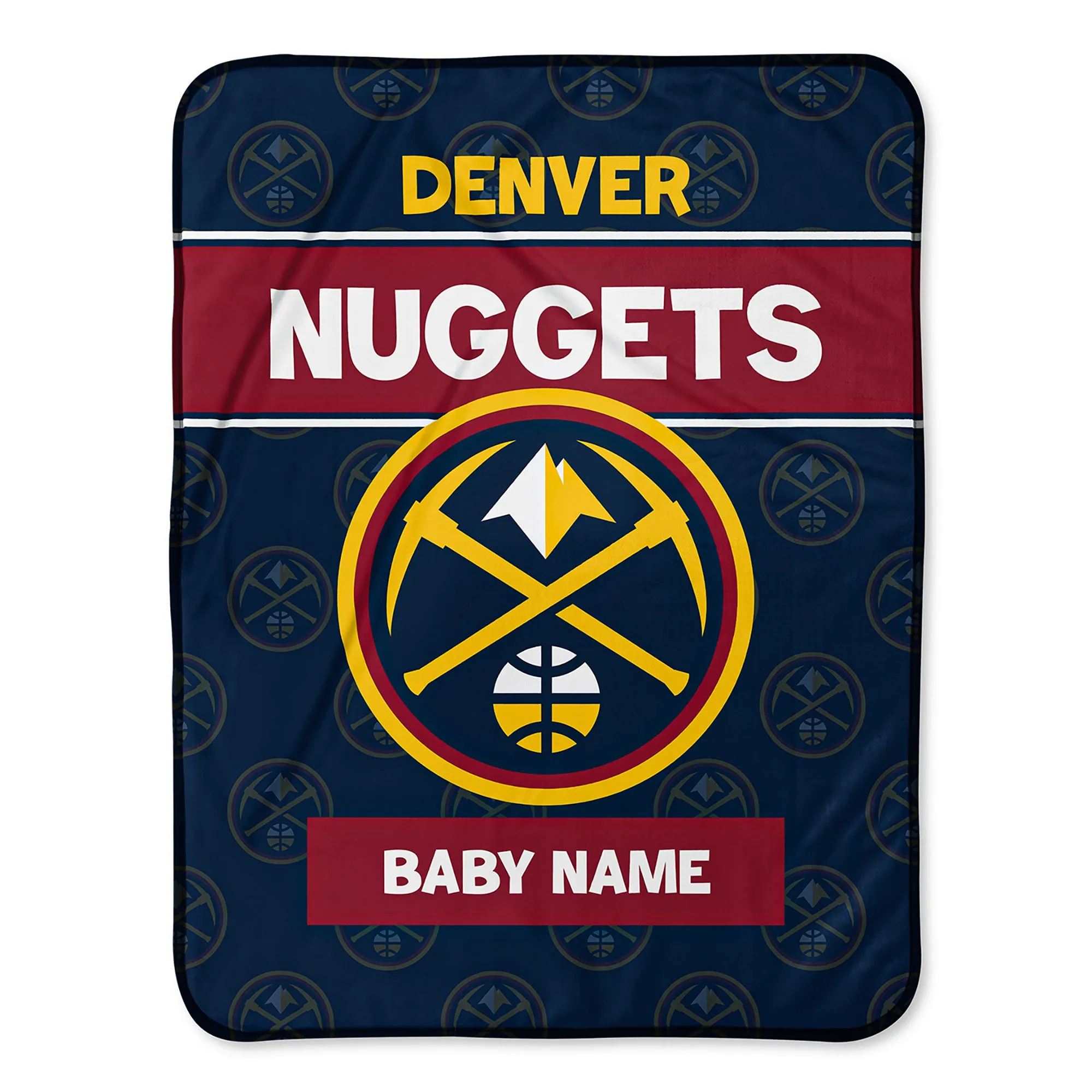 Personalized Denver Nuggets Emblem Baby Pixel Fleece Blanket