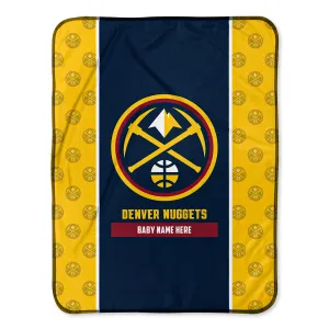 Personalized Denver Nuggets Icon Baby Pixel Fleece Blanket