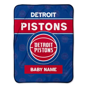 Personalized Detroit Pistons Emblem Baby Pixel Fleece Blanket