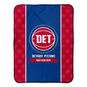 Personalized Detroit Pistons Icon Baby Pixel Fleece Blanket