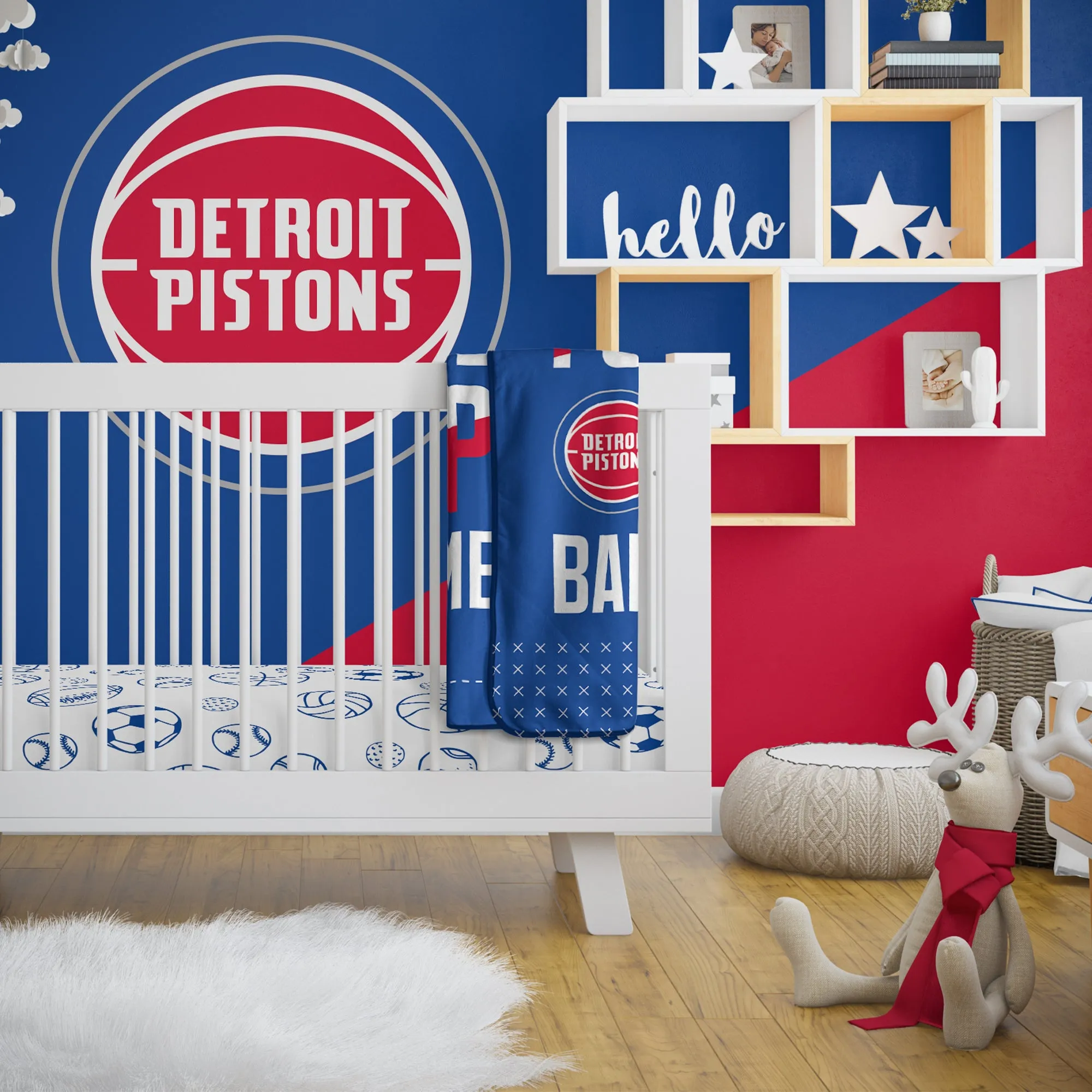 Personalized Detroit Pistons MVP Baby Pixel Fleece Blanket