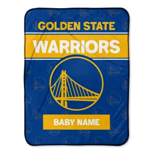 Personalized Golden State Warriors Emblem Baby Pixel Fleece Blanket