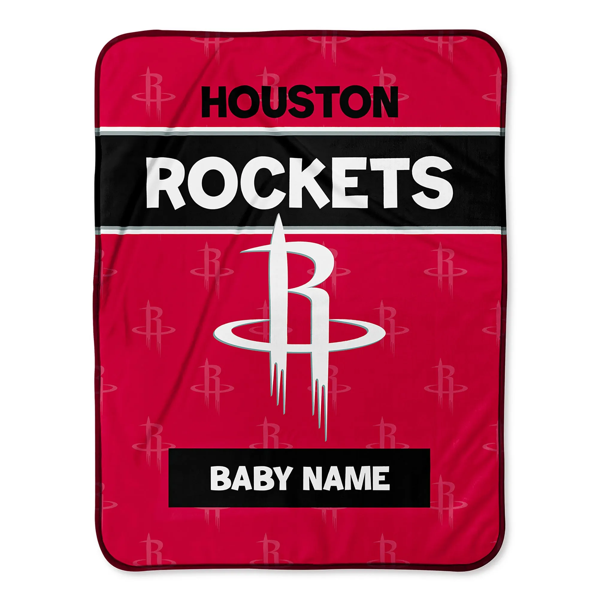 Personalized Houston Rockets Emblem Baby Pixel Fleece Blanket