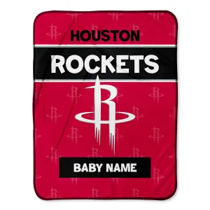 Personalized Houston Rockets Emblem Baby Pixel Fleece Blanket