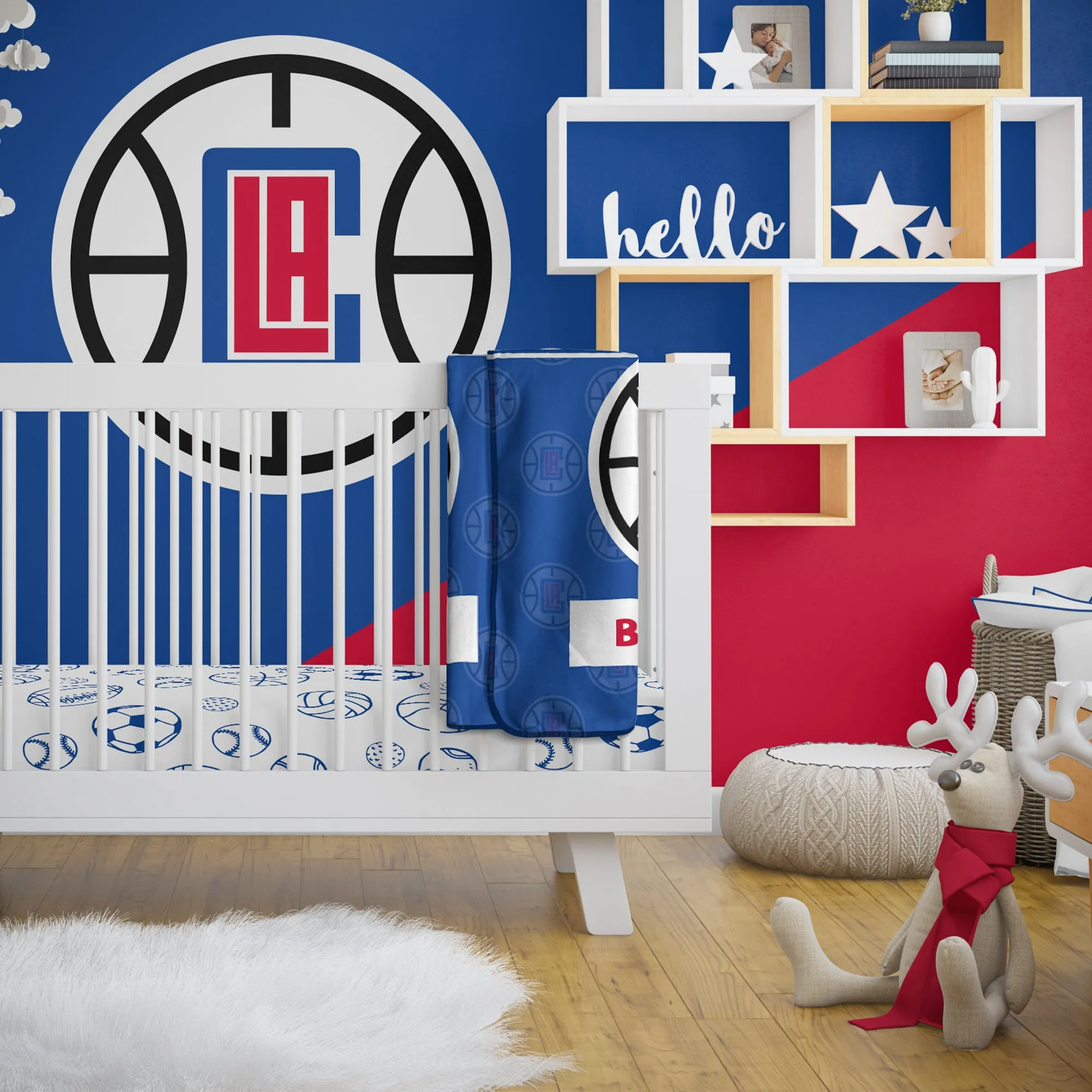 Personalized Los Angeles Clippers Emblem Baby Pixel Fleece Blanket