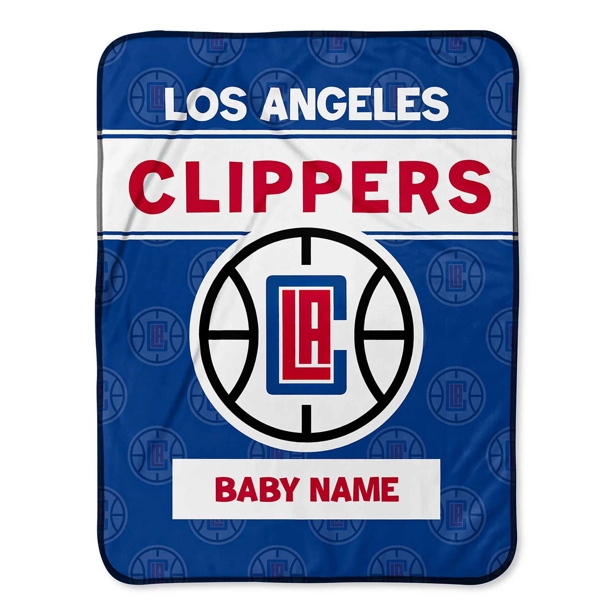 Personalized Los Angeles Clippers Emblem Baby Pixel Fleece Blanket