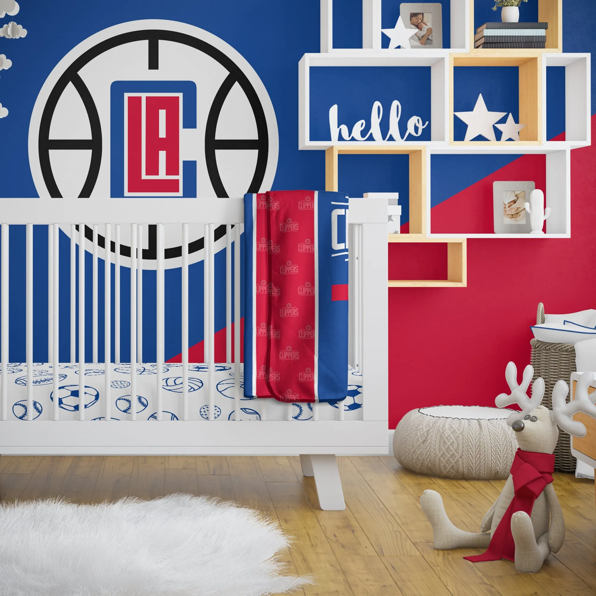 Personalized Los Angeles Clippers Icon Baby Pixel Fleece Blanket