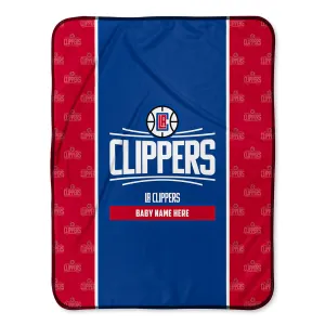 Personalized Los Angeles Clippers Icon Baby Pixel Fleece Blanket