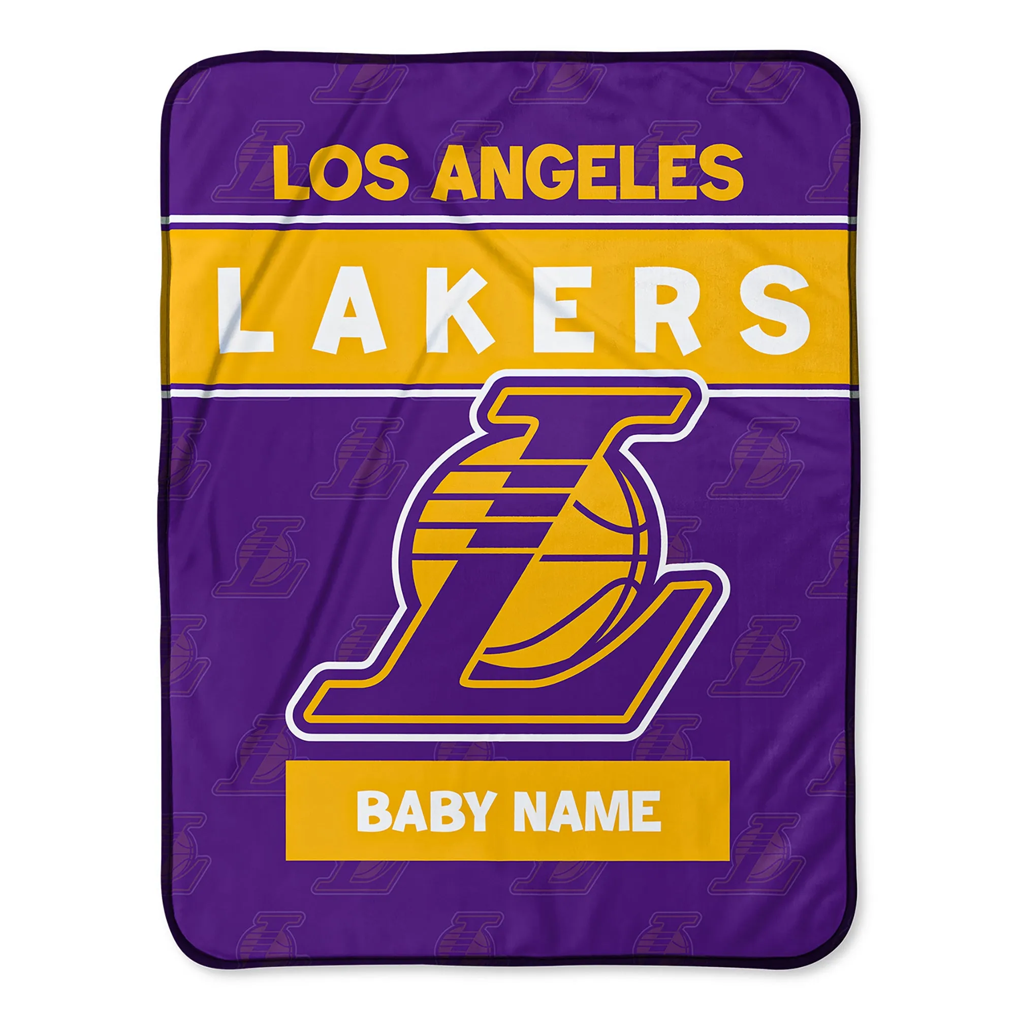 Personalized Los Angeles Lakers Emblem Baby Pixel Fleece Blanket