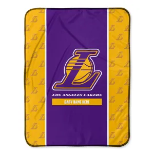 Personalized Los Angeles Lakers Icon Baby Pixel Fleece Blanket