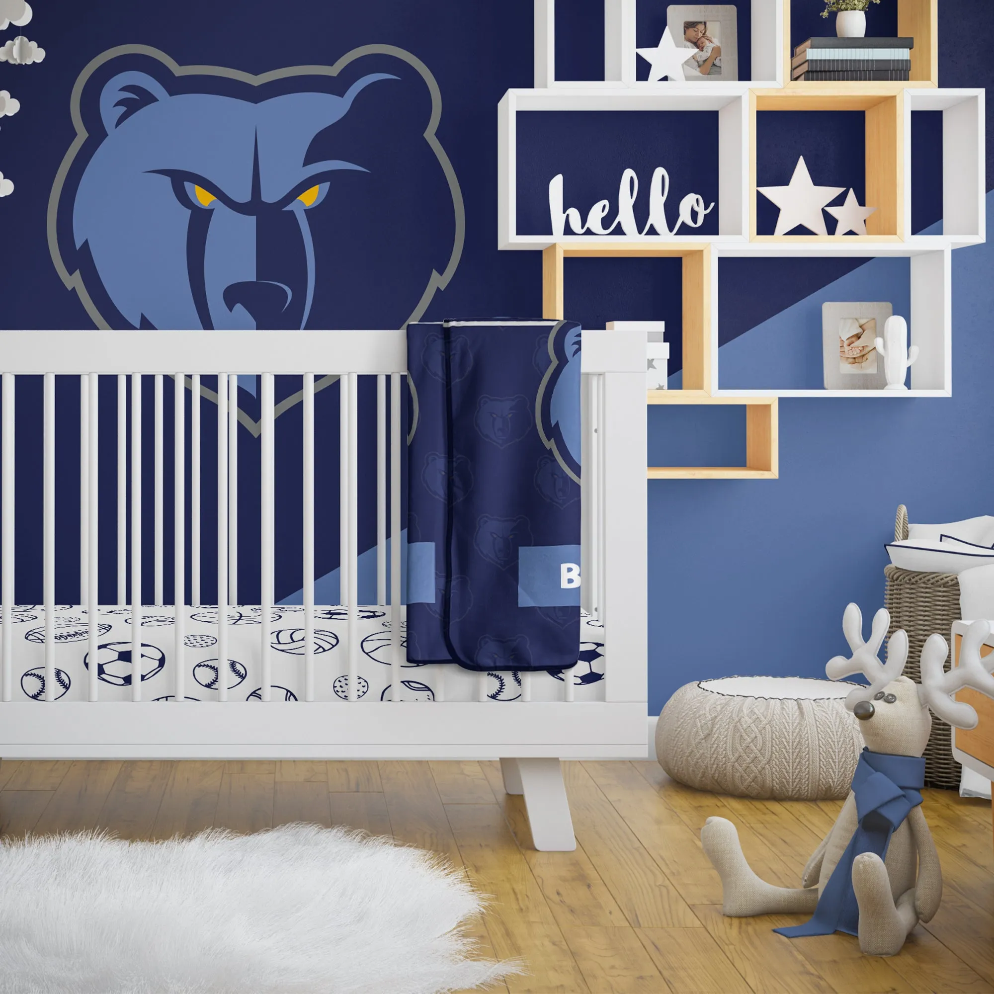 Personalized Memphis Grizzlies Emblem Baby Pixel Fleece Blanket