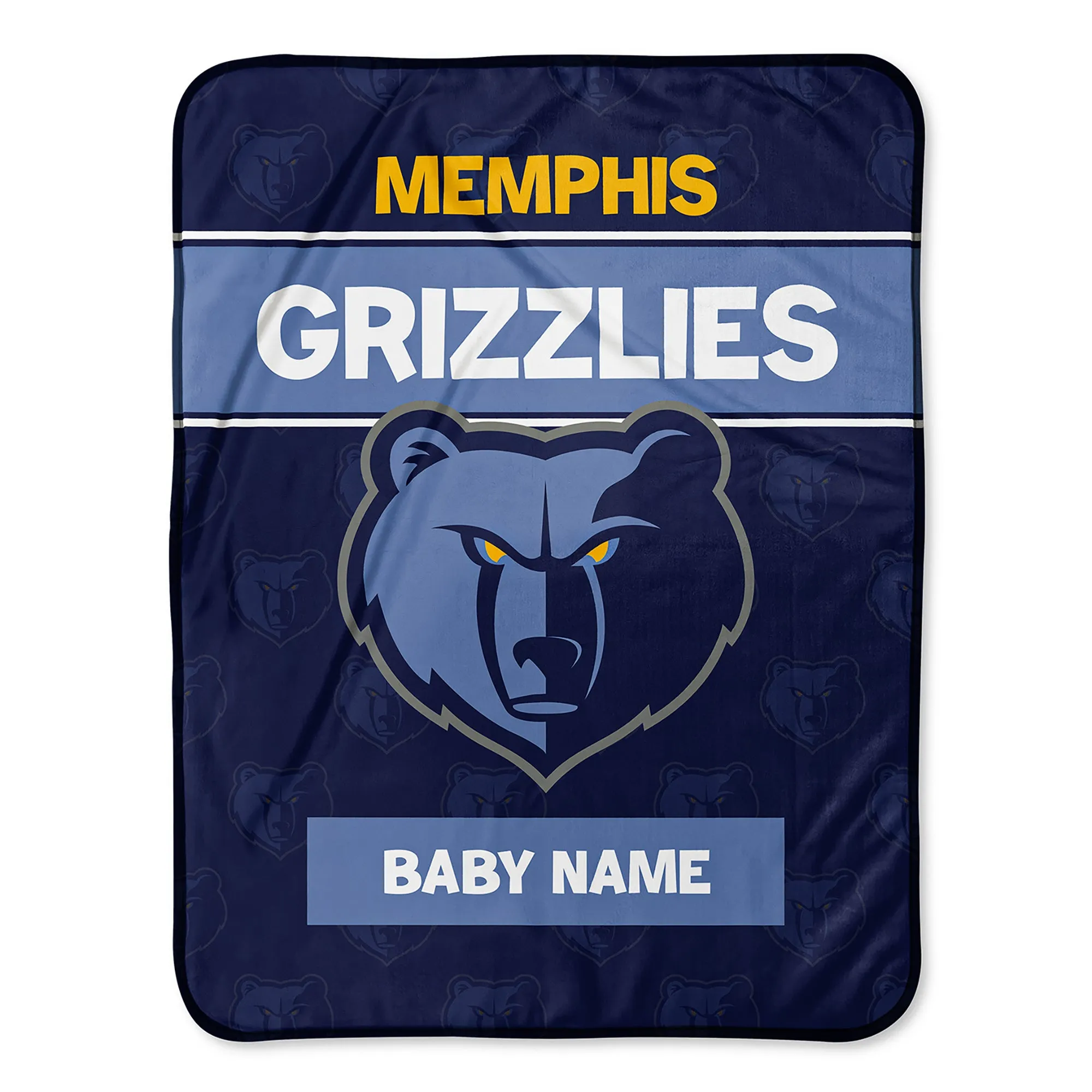 Personalized Memphis Grizzlies Emblem Baby Pixel Fleece Blanket