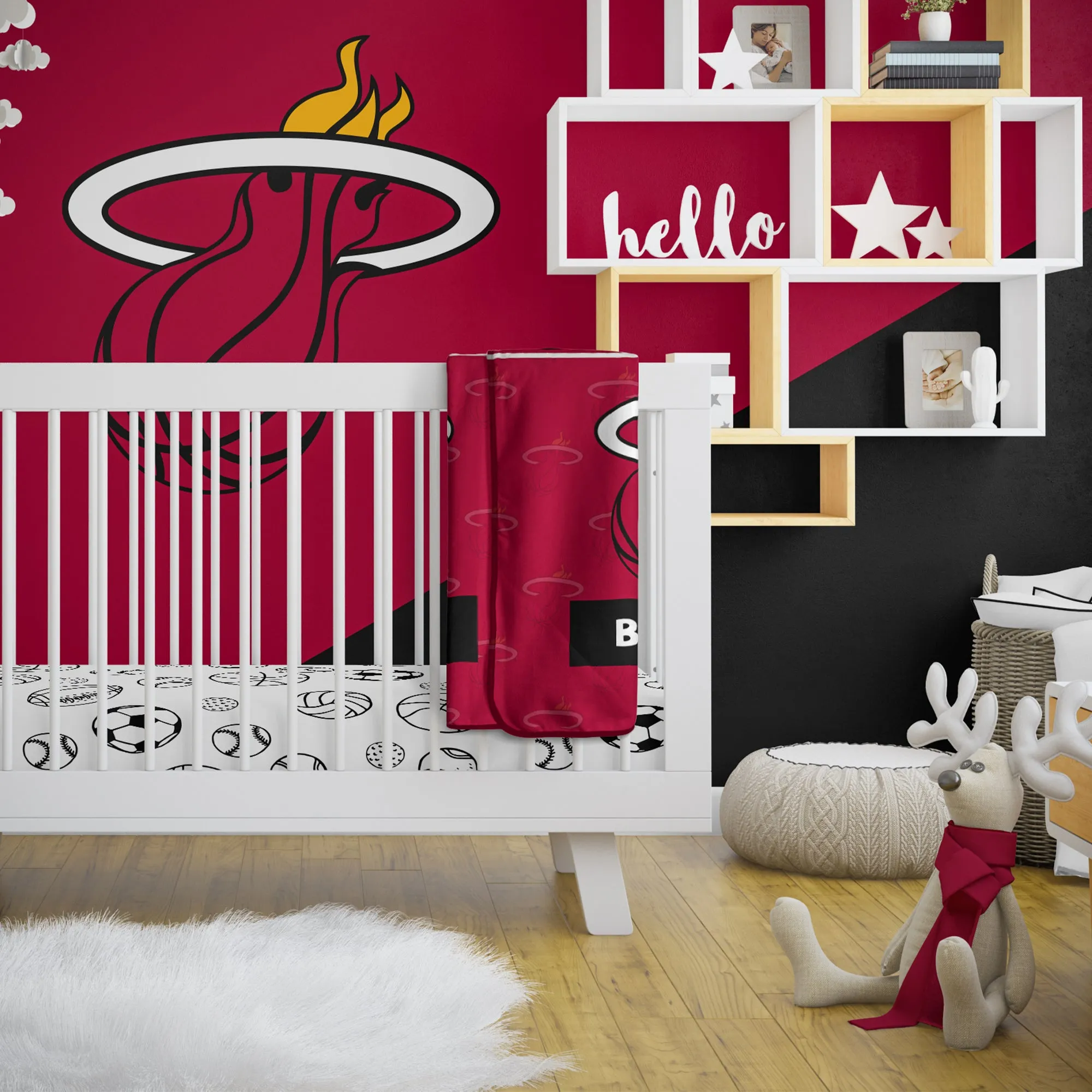 Personalized Miami Heat Emblem Baby Pixel Fleece Blanket