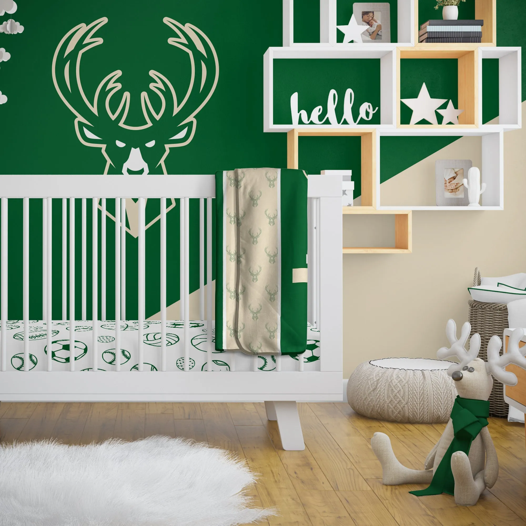 Personalized Milwaukee Bucks Icon Baby Pixel Fleece Blanket