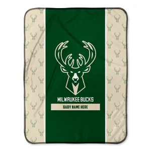 Personalized Milwaukee Bucks Icon Baby Pixel Fleece Blanket