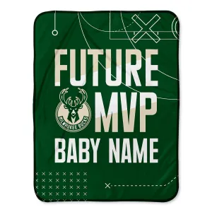 Personalized Milwaukee Bucks MVP Baby Pixel Fleece Blanket