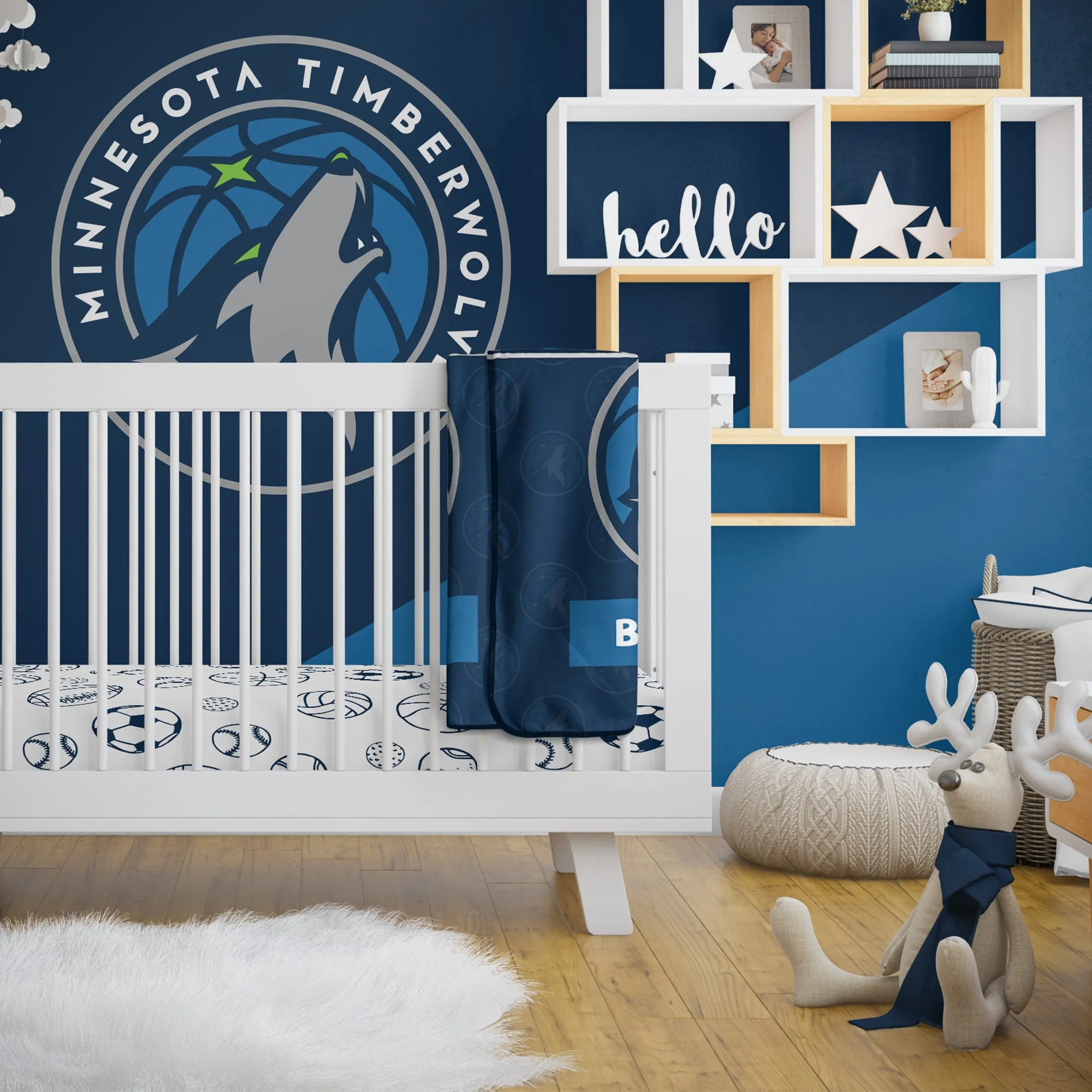 Personalized Minnesota Timberwolves Emblem Baby Pixel Fleece Blanket