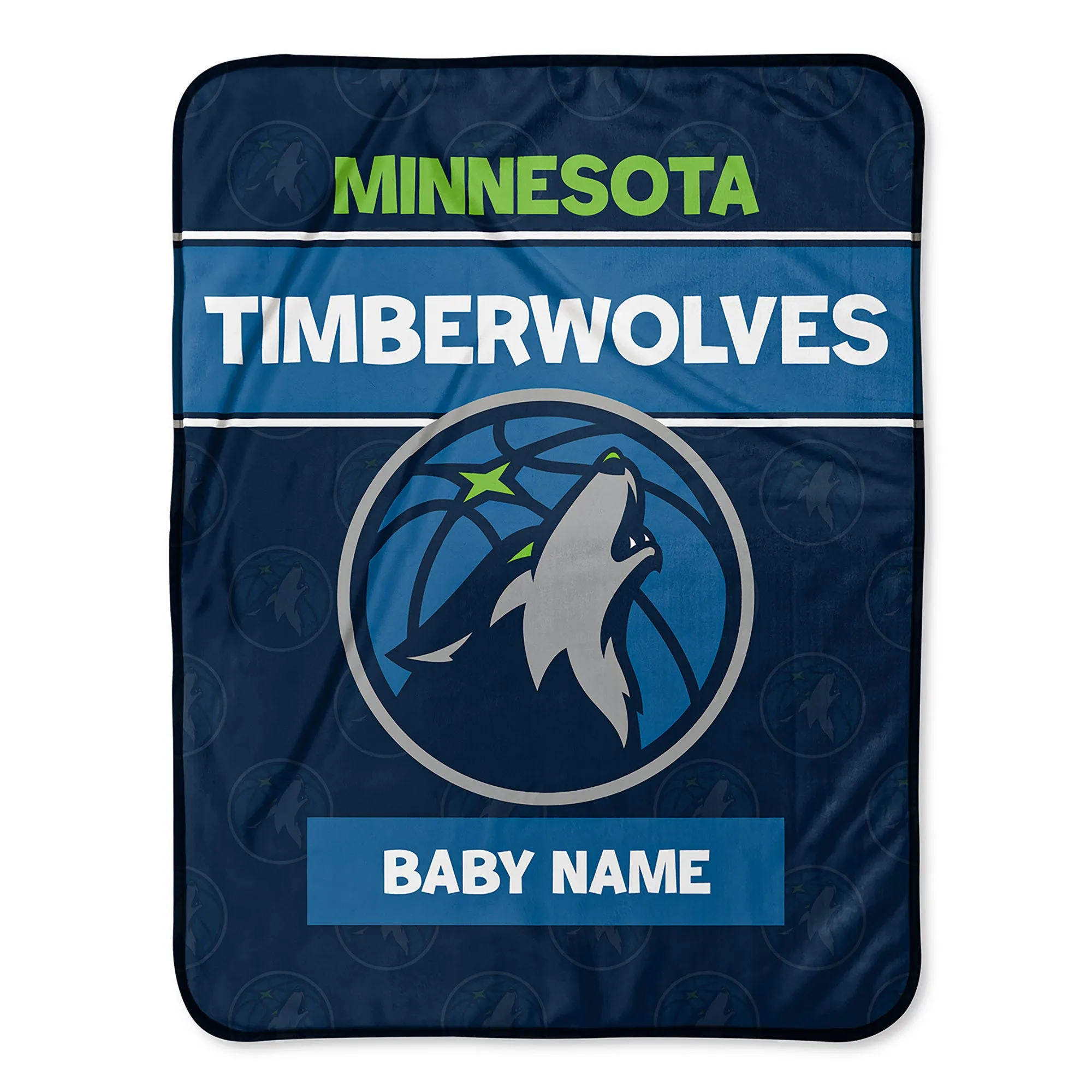 Personalized Minnesota Timberwolves Emblem Baby Pixel Fleece Blanket