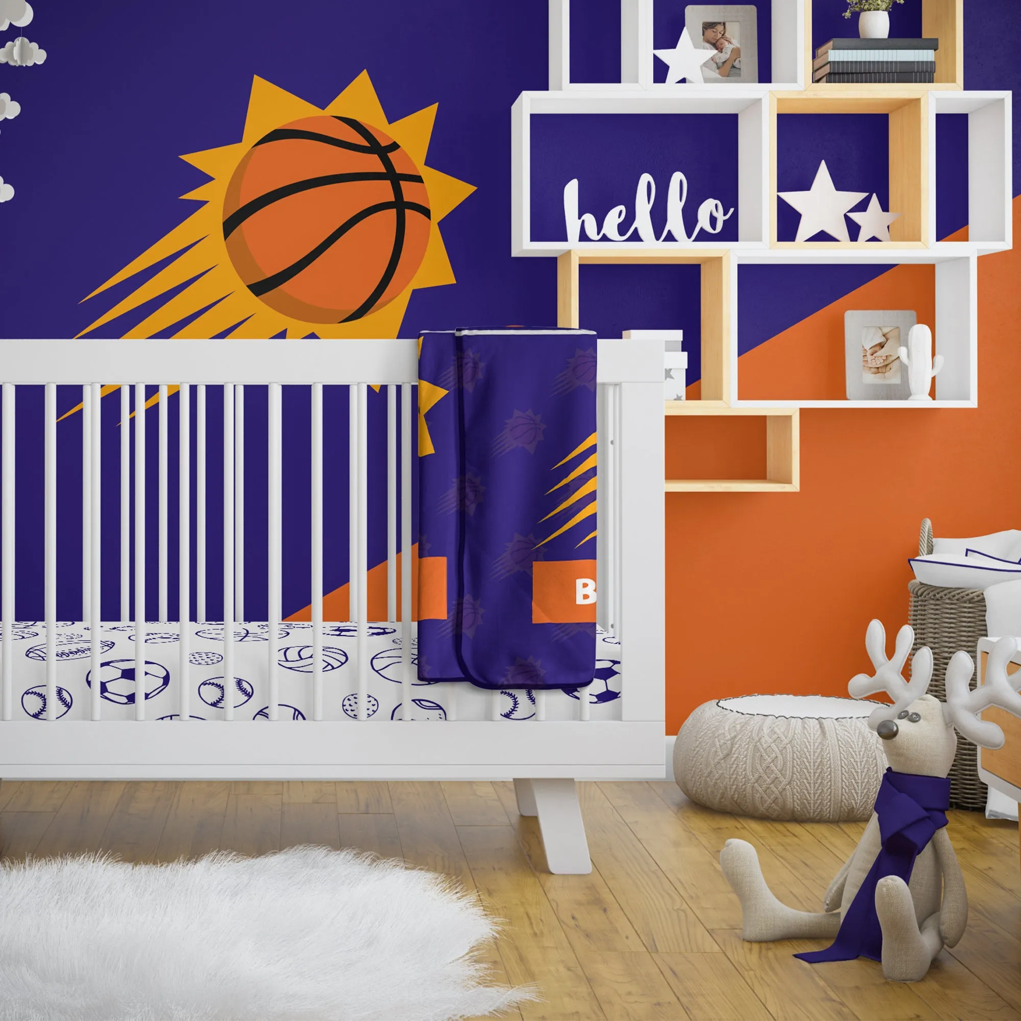 Personalized Phoenix Suns Emblem Baby Pixel Fleece Blanket