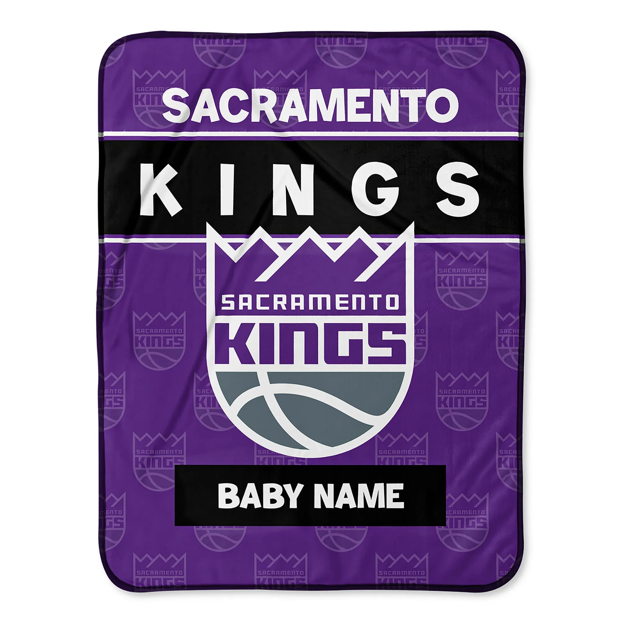 Personalized Sacramento Kings Emblem Baby Pixel Fleece Blanket