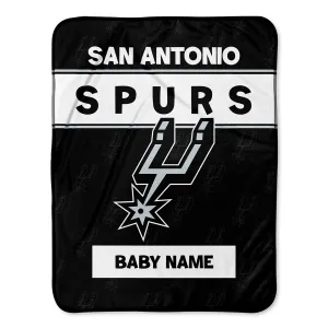 Personalized San Antonio Spurs Emblem Baby Pixel Fleece Blanket