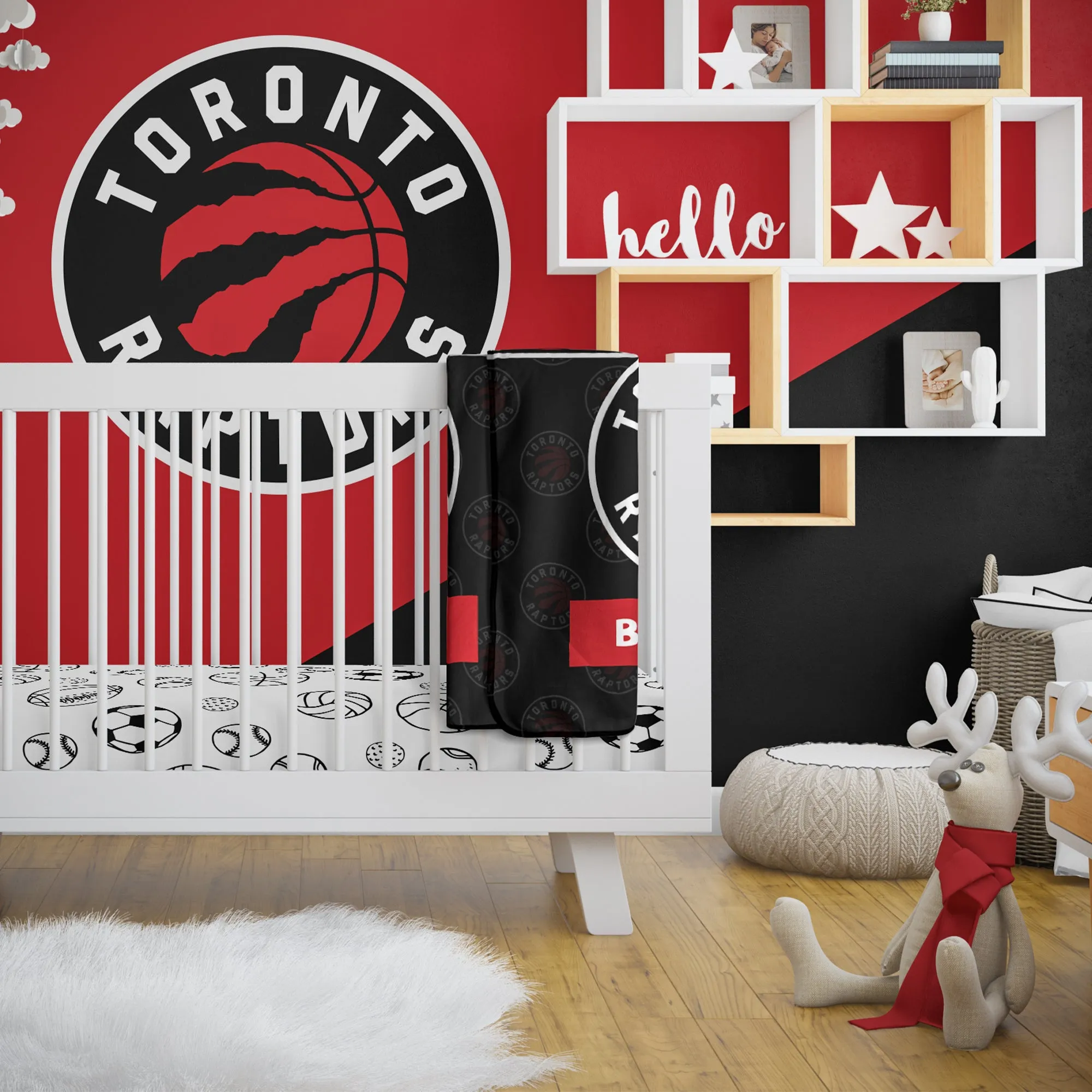 Personalized Toronto Raptors Emblem Baby Pixel Fleece Blanket