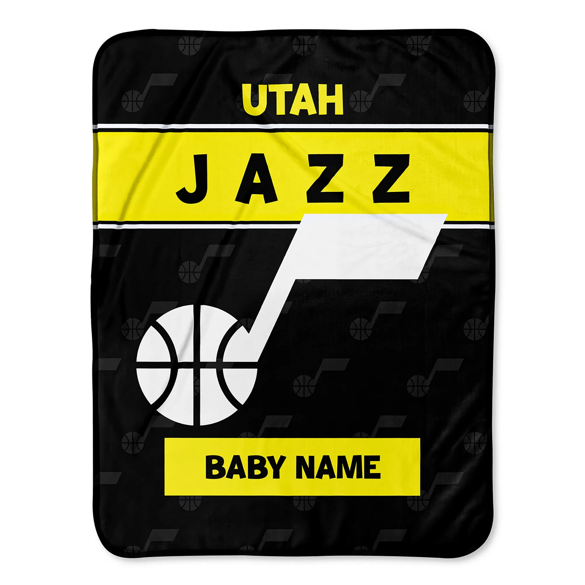 Personalized Utah Jazz Emblem Baby Pixel Fleece Blanket