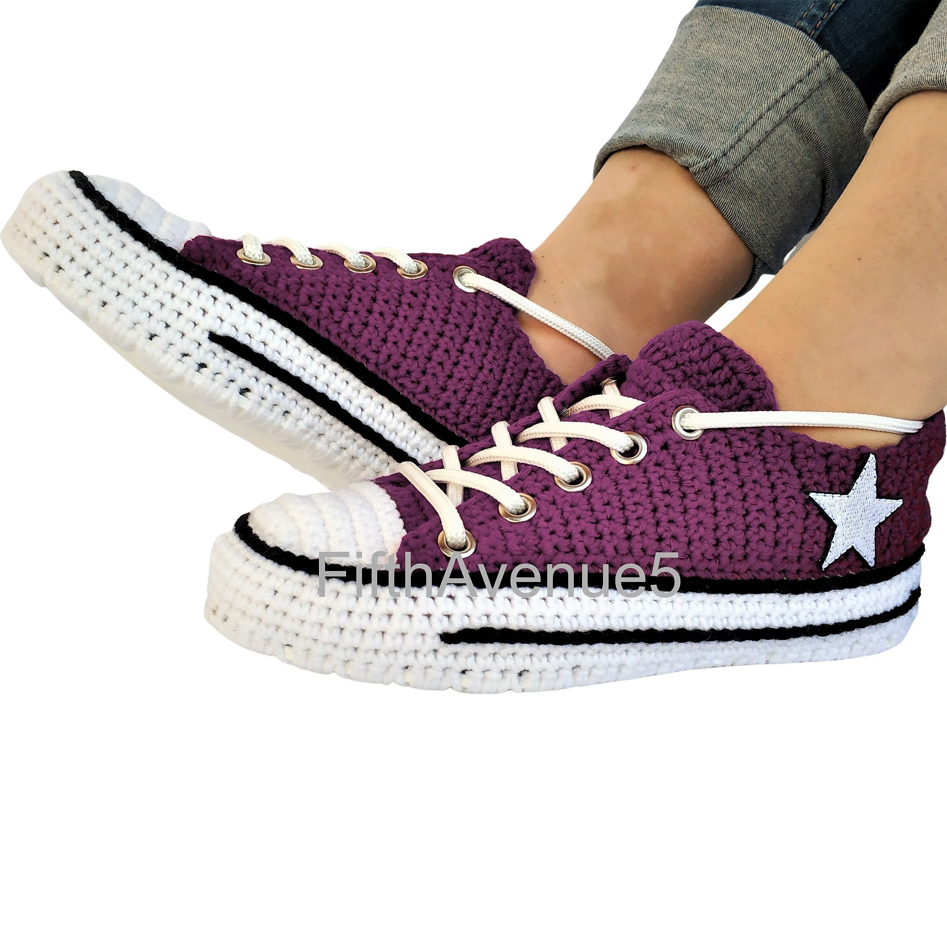 Purple Converse Low Tops Sneakers Slippers Plush Shoes