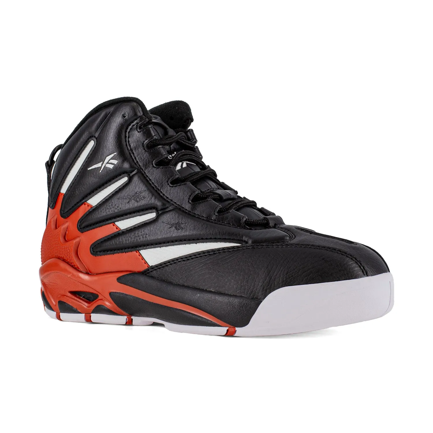 Reebok Mens The Blast Black/Red/White Leather High Top Sneaker Work Shoes