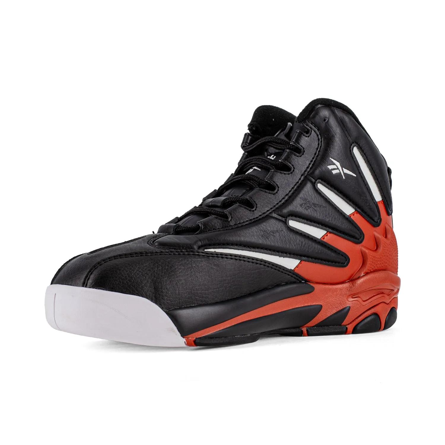 Reebok Mens The Blast Black/Red/White Leather High Top Sneaker Work Shoes