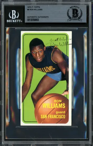 Ron Williams Autographed 1970-71 Topps Card #8 San Francisco Warriors "Best Wishes" Beckett BAS #12058893