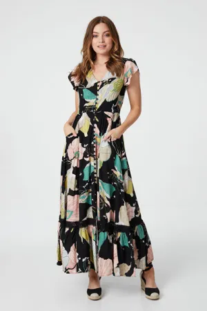 Short Sleeve Floral Maxi Dress