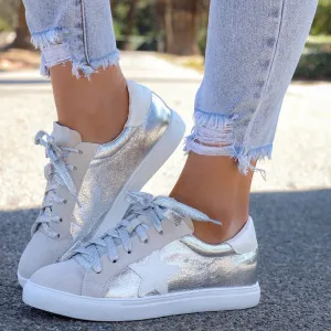 Silver Metallic Star Sneaker