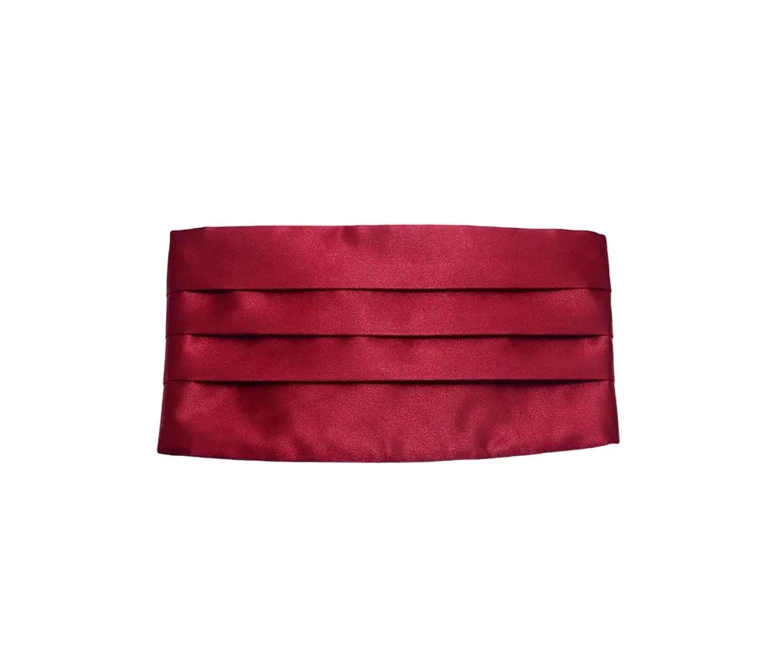 Simpowe Men's Solid Multi-Color Silk Cumberbund - Burgundy