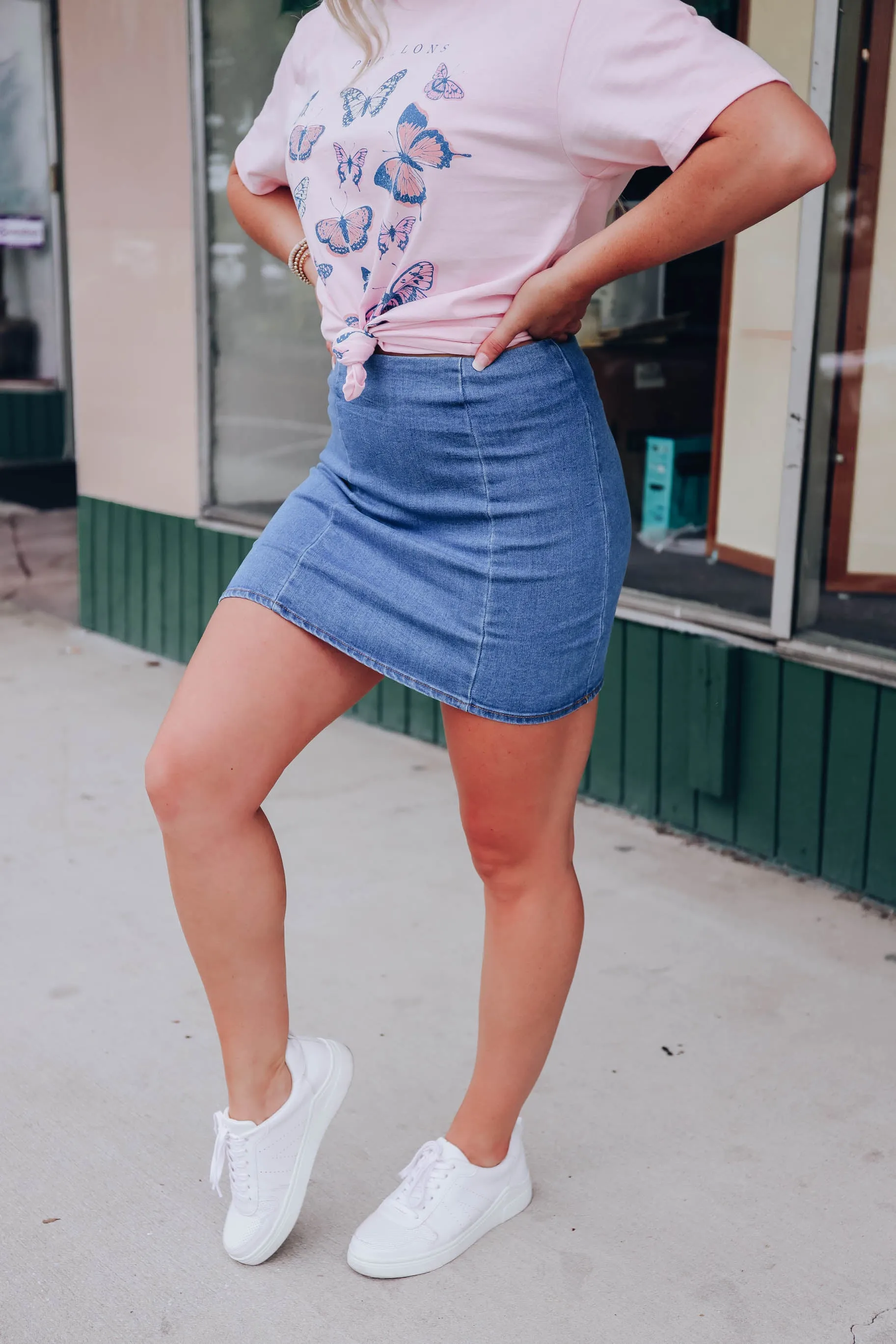 Social Denim Mini Skirt