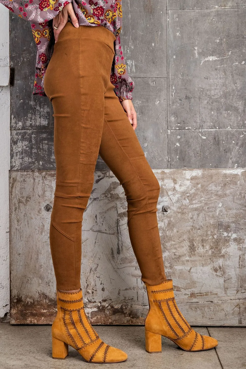 Soft Suede High Waist Moto Leggings by Easel Clothing