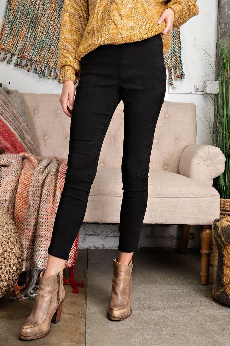 Soft Suede High Waist Moto Leggings by Easel Clothing