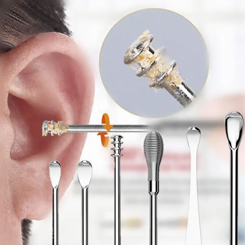 Stainless Steel Spiral Ear Cleaners  Pack of 6