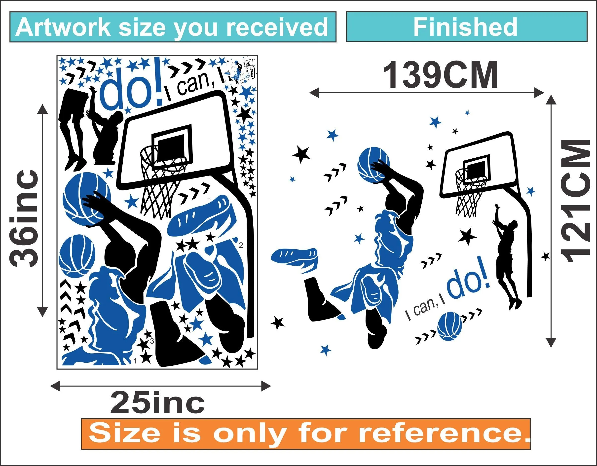 Sticker Hub Basketball Player Star Athlete Sports Decorative Wall Sticker (121 cm x 139 cm) BS753