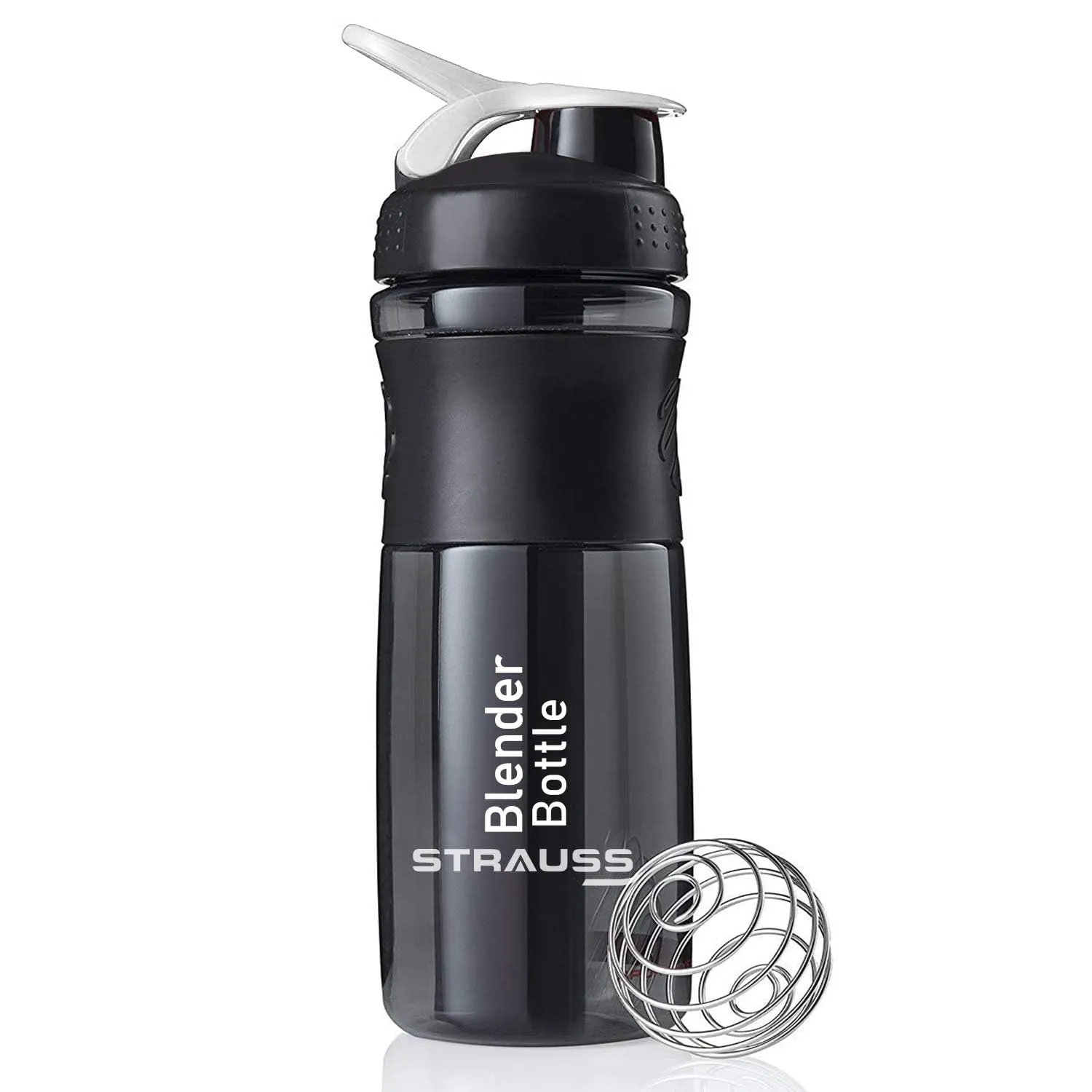 STRAUSS Blender Shaker Bottle | Leakproof Shaker Bottle for Protein Shake, Pre-workout and Bcaa Shake | Protein Shaker Bottle for Gym | BPA-Free Material- 760 ML,(Black) | Pack of 5