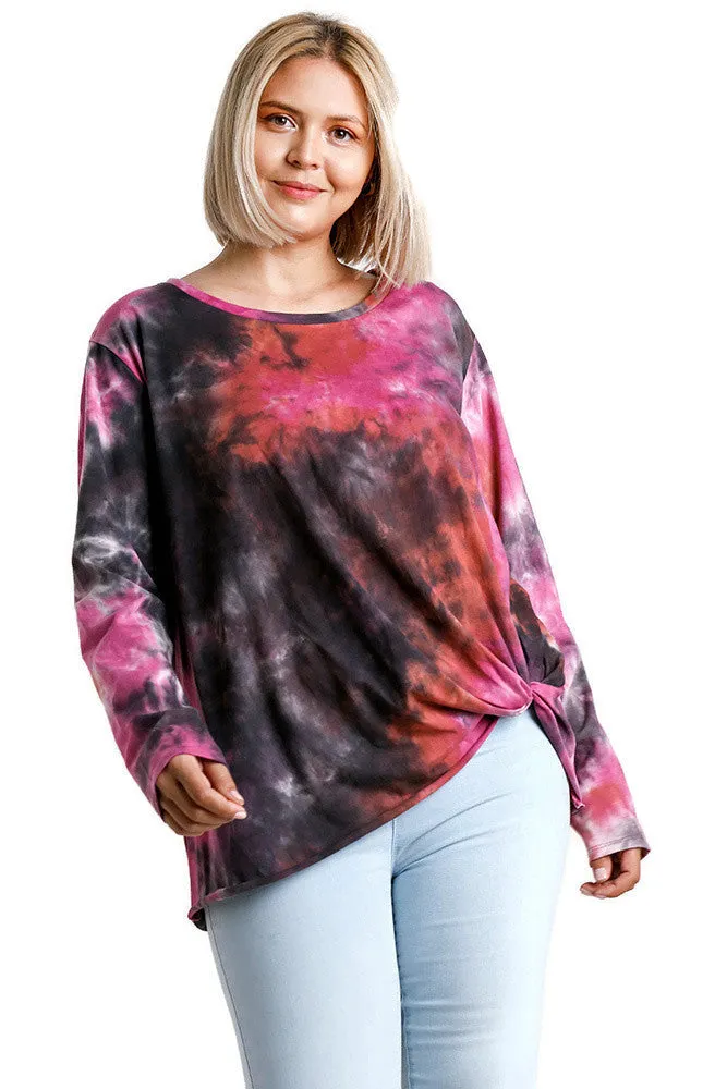 Tie Dye Knot Top, Berry Navy